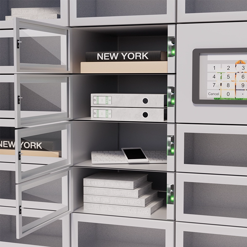 Asset locker compartment with RFID-tagged laptop inside
