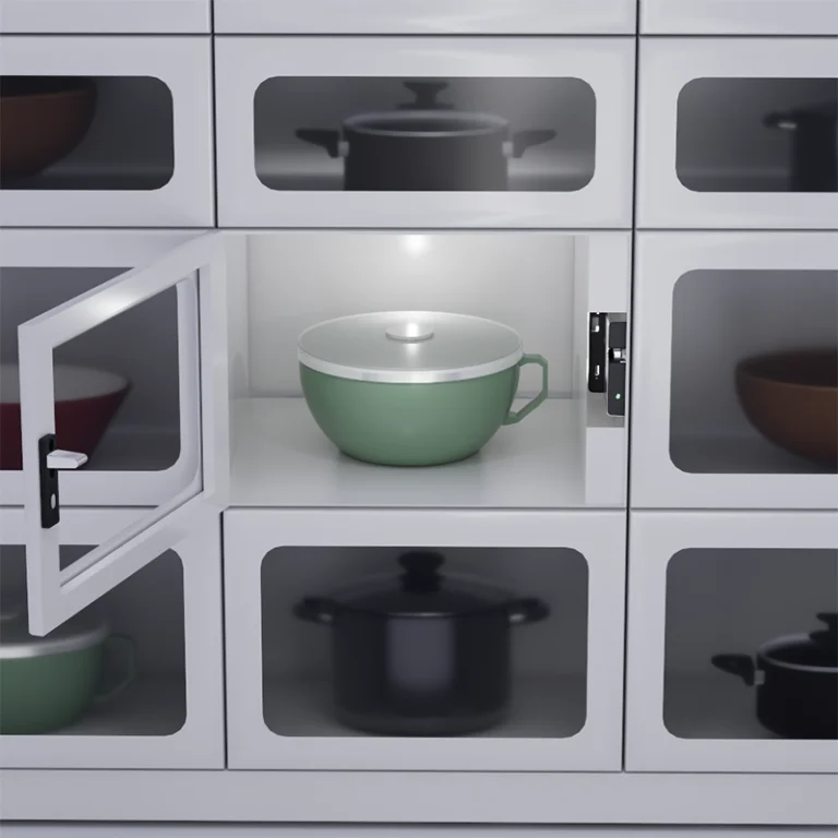 Meal box placed inside a locker compartment