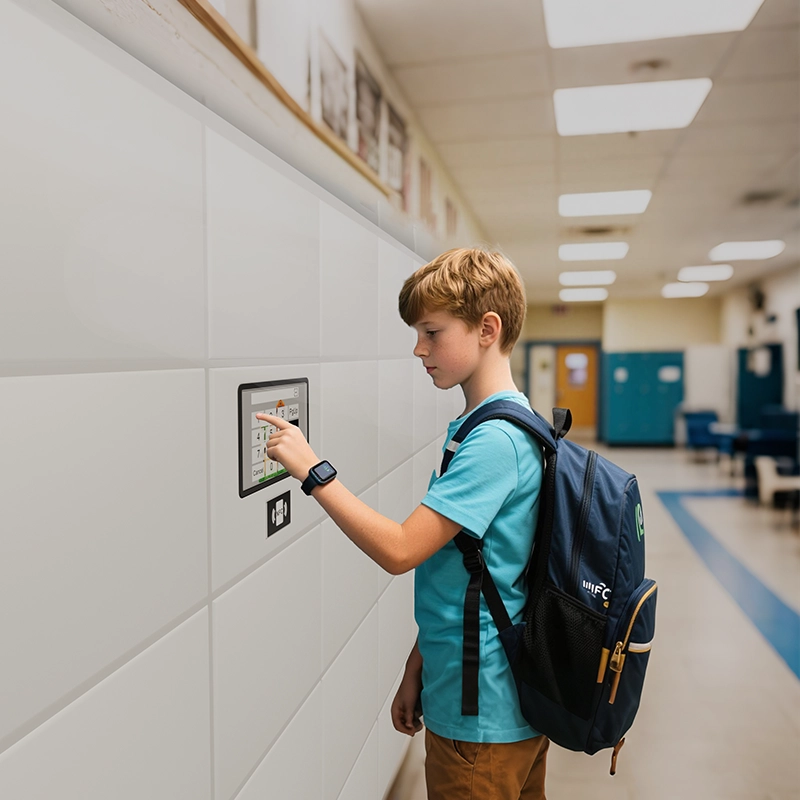 smart school locker campus scene