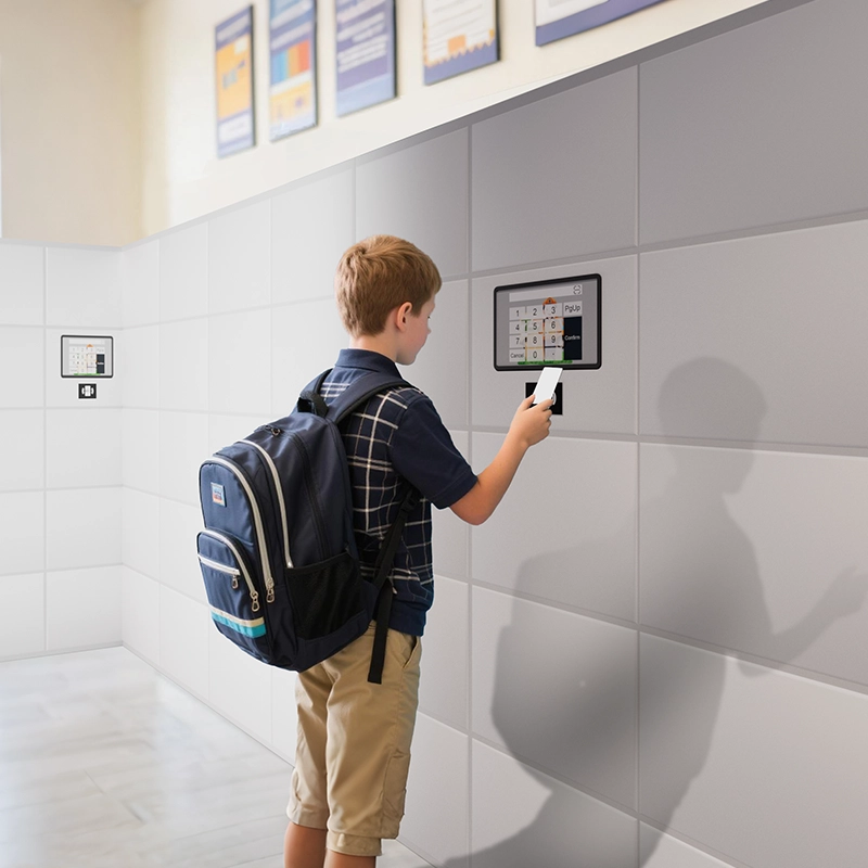 smart school locker campus scene